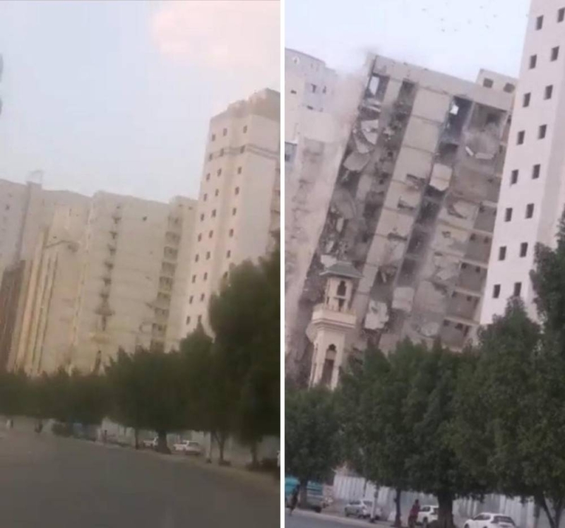 أول تعليق من إمارة مكة على فيديو انهيار مبنى أثناء عمليات الهدم وإصابة عامل