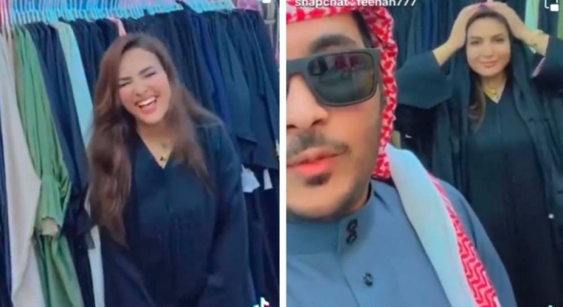 شاهد :مشهور سعودي يقنع مشجعة أجنبية بارتداء الحجاب.. وعندما ارتدت النقاب والعباءة كانت المفاجأة !