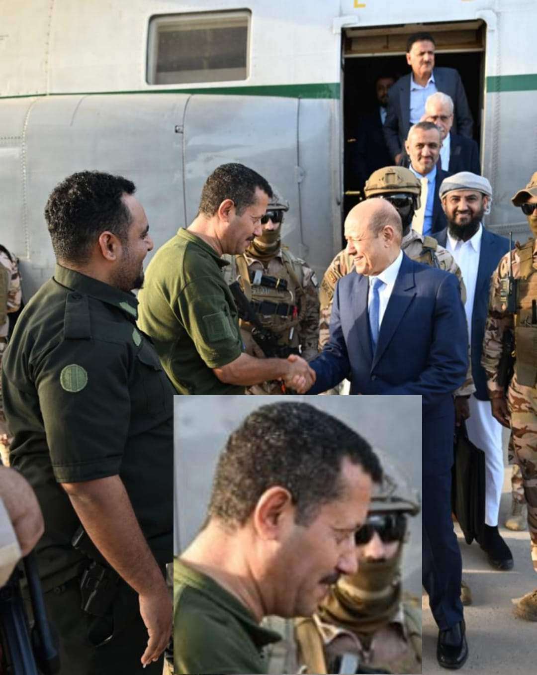 الحارس الشخصي لعلي عبدالله صالح .. يستقبل الرئيس العليمي بعدن ويثر جدلاً واسعاً (صورة)            